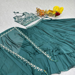 Premium Embroidered Rangoli Silk Wedding Lehenga Choli Set with Shrug Dupatta